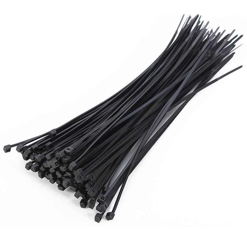 100 x Thin Black Cable Tidy Ties Zip Ties Cord Strap Wrap 200mm x 3mm ...