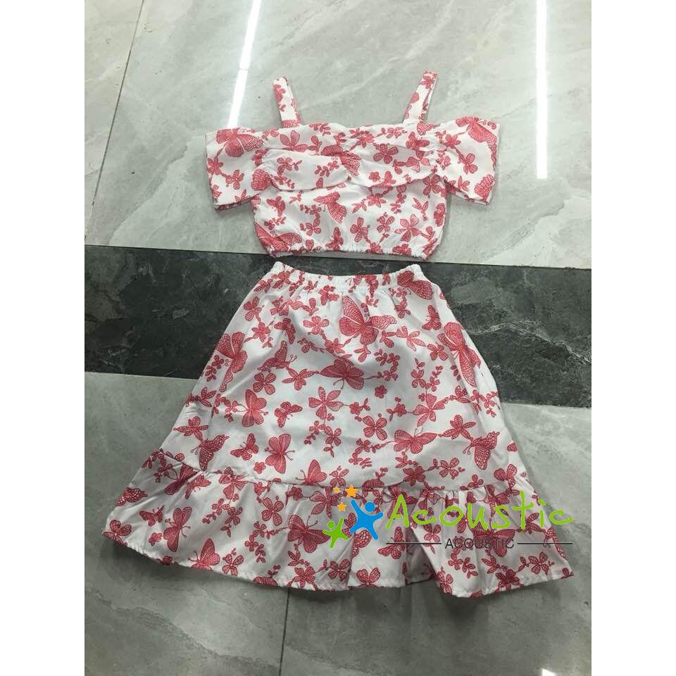 W Toddler Girls Summer Clothes Short Sleeve Off Shoulder Crop Top Skirt Clothing Set Shopee Singapore - off shoulder crop top roblox