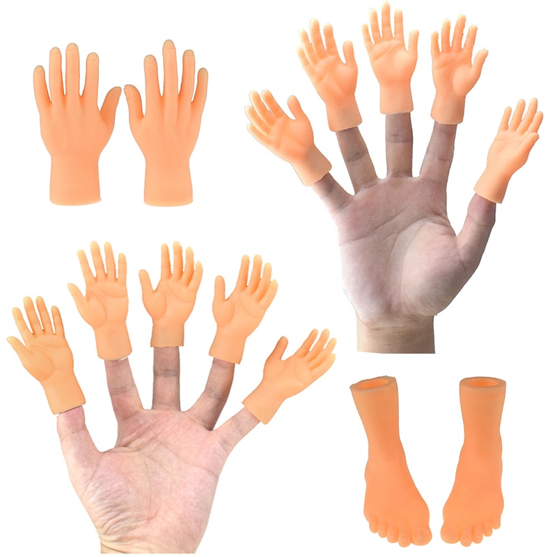 Left Right Mini Tiny Hand Models Joke Finger Puppet Little Finger Hand 