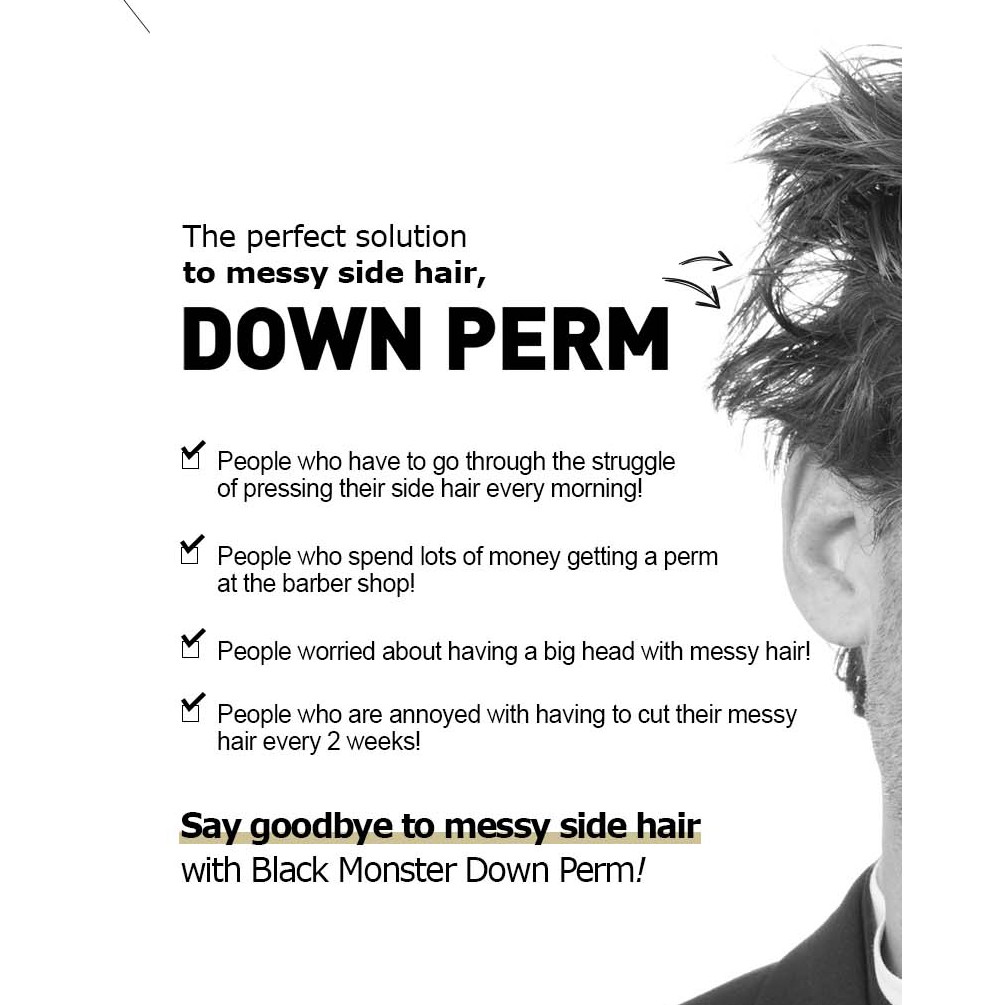 Black Monster Down Perm Special For Man Healthy Hair Face
