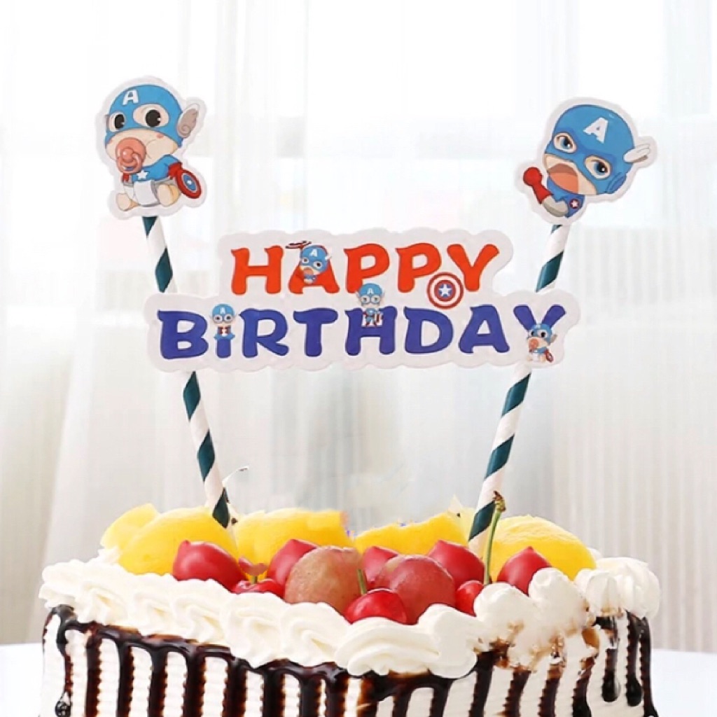 Sg Seller Captain America Baby Theme Birthday Cake Toppers