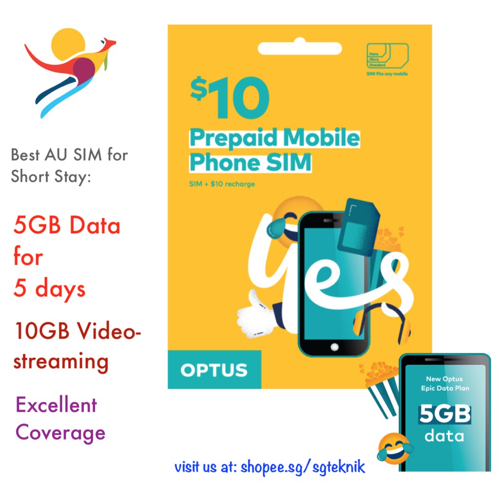 Best 5GB Australia Prepaid Mobile SIM Card Data Call Roam Optus Starter Kit AUS Shopee Singapore
