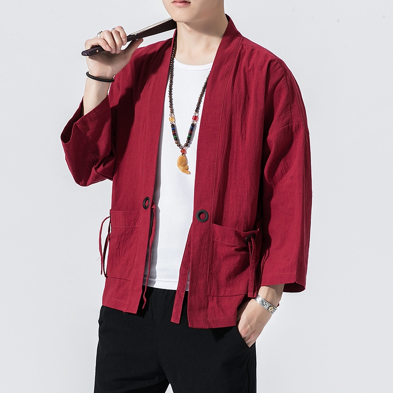 Chinese New Year Chinese New Year Men Cardigan Linen Loose Sleeve ...