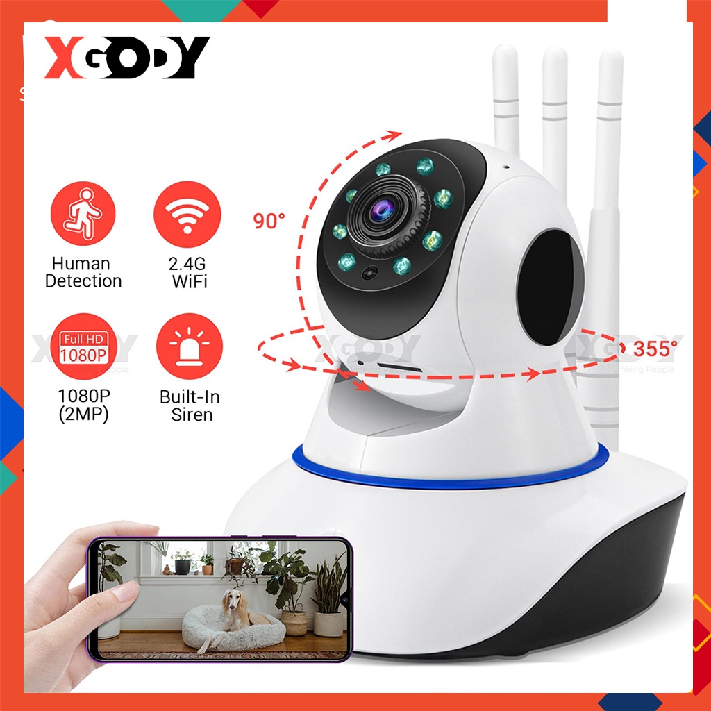 XGODY 2MP Wireless IP Camera 360 PTZ Wifi Connect To Cellphone CCTV