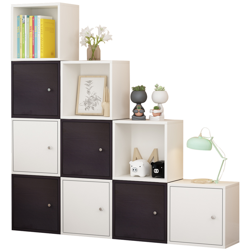 Simple Floor Small Bookcase With Door Locker Free Combination Lattice Cabinet Modern Bookcase Bookshelf Children Storage Cabinet Shopee Singapore