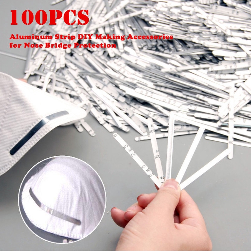 Flexed and Adjusted Freely Without Fatigue or Stress on The Skin 100PCS Aluminum Strip Nose Bridge Aluminum Strips Straps Nose Bridge Strip for DIY Mask Handmade Crafting Making Nose Bridge Clip 