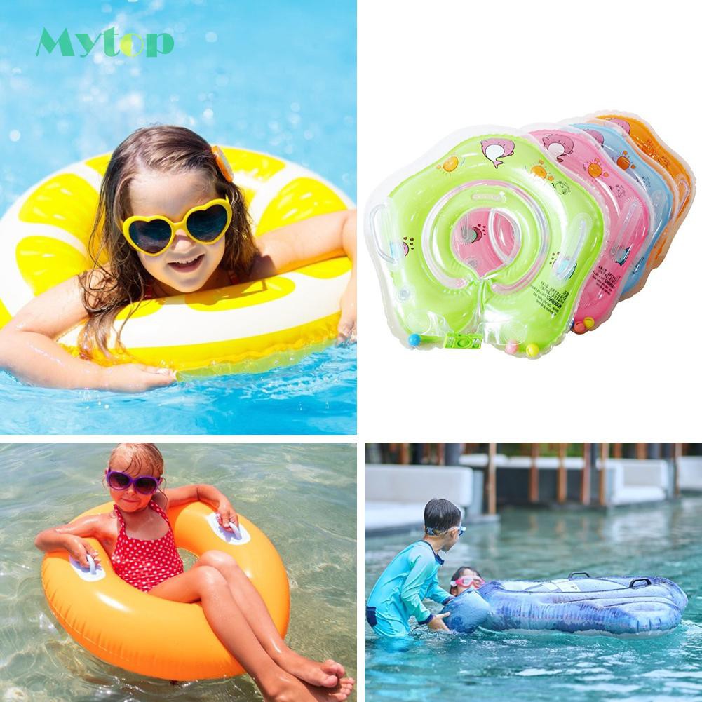 [mytop]Inflatable Baby Neck Ring Adjustable Life Buoy Float Circle Color Random