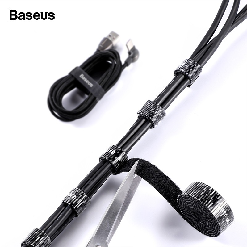 Baseus Velcro Strap Reusable Cable Tie Fastening Tape Wire Magnetic Cable Organizer USB Cable Management Winder Clip Desktop