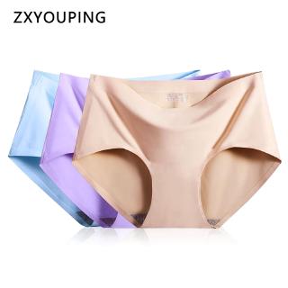 Image of Seamless Panties For Women Sexy Briefs One Piece Ice Silk Panties Low Waise Clothing Underwear Girls M-XXL Plus Size Lingerie