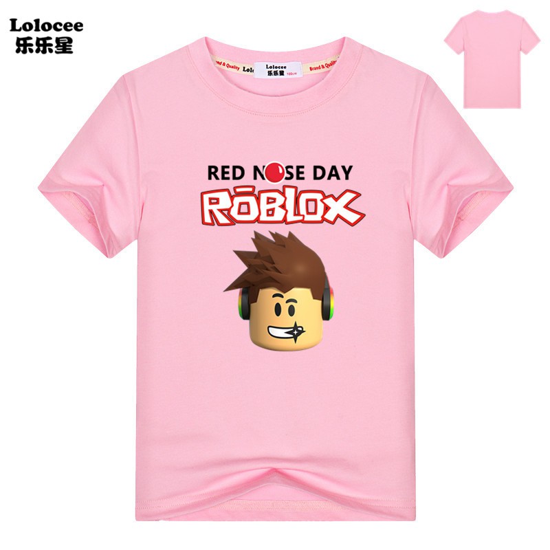 Girls Boys 3 14 Years Roblox Red Nose Day Short Sleeve Cotton T Shirt For Kids Shopee Singapore - red girl shirt roblox