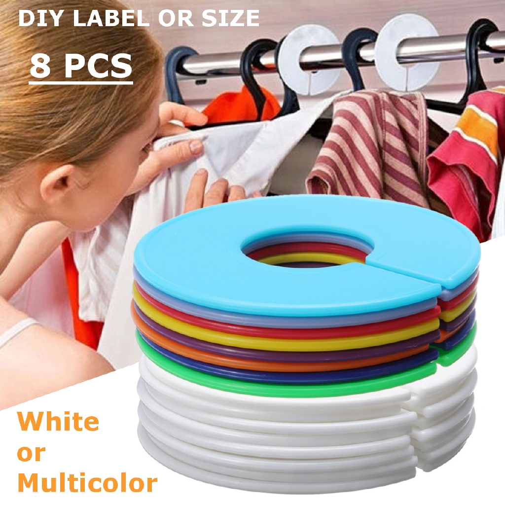 8PCS Clothing Blank Size Rack Ring Closet Divider Hanger Organizer Colors 