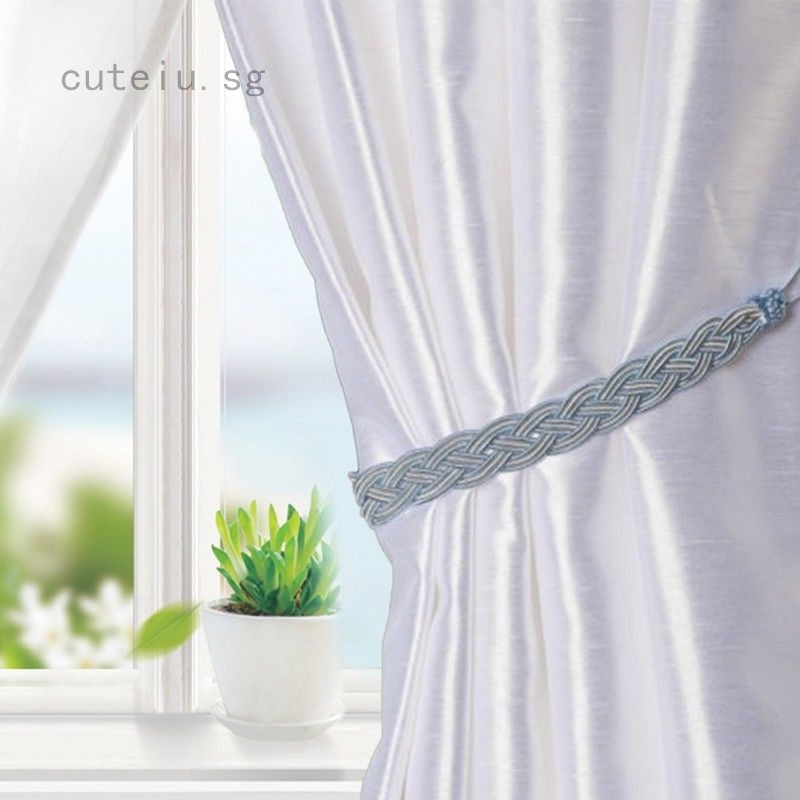 2 Pack Plain Silky Braided Rope Curtain Tie backs Tiebacks Decorative Holdback 