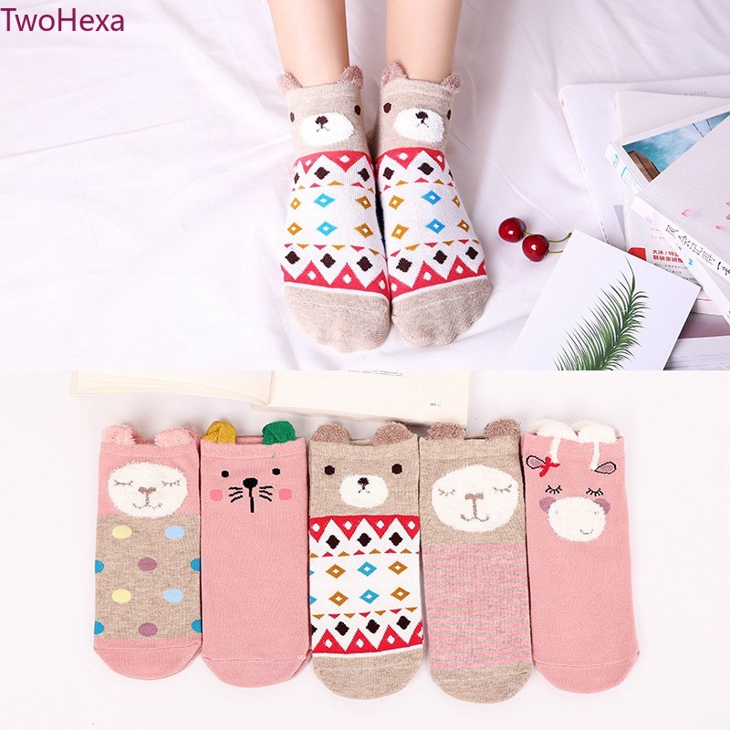 1 Pair Women Cute Cartoon Ankle Socks Shopee Singapore