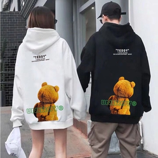 Image of Ready Stock Korean Oversize ins Ass Picking Bear letters printing Crew neck hooded sweater Men and women couple hoodies
