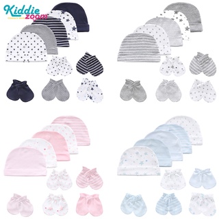 Kiddiezoom Newborn Cotton Anti-Scratch Gloves / Baby Breathable Hat / Glove and Hat Combination Set 2022 New