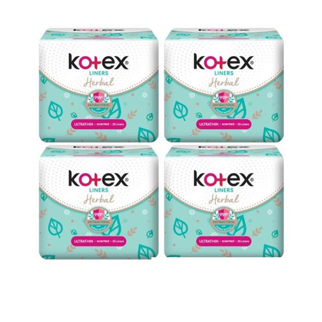 (Bundle of 4) Kotex Herbal Liners Ultrathin AntiBacteria 25pcs