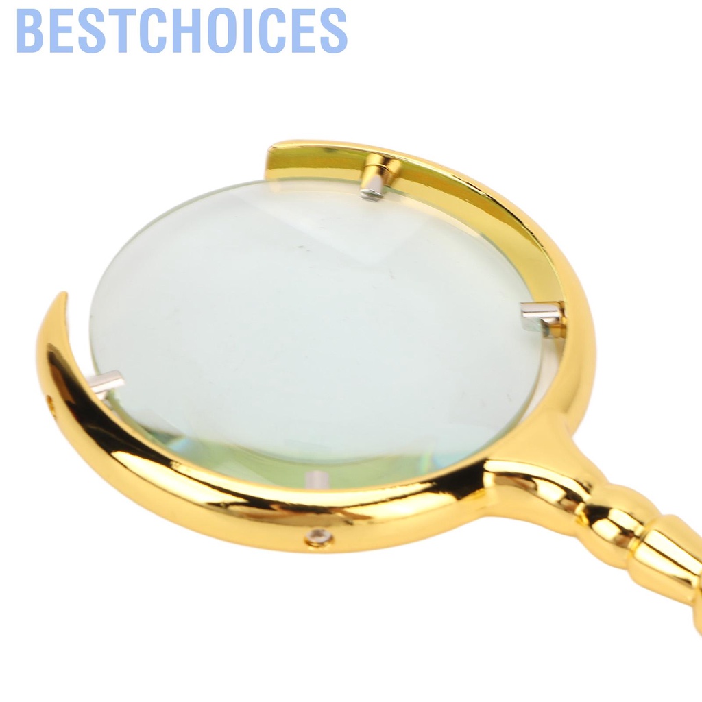 Image of Bestchoices Magnifying Glass Golden Ergonomic Handheld Stainless Steel Handle 8X Lune Shape Open Reading Magnifier for Elder #1