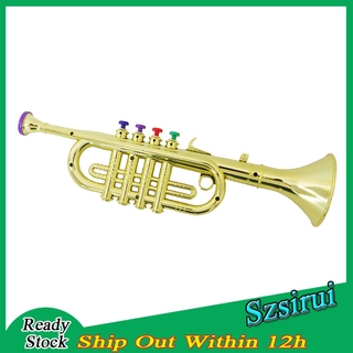 [Ready Stock] Kids Plastic Trumpet Horn Wind Instrument with 3 Colored Keys