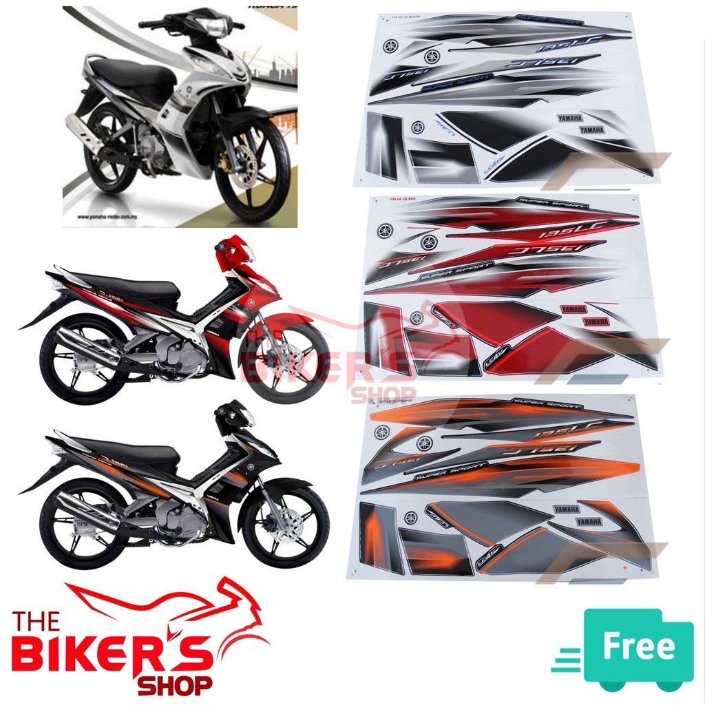 Gred Aaa Lc135 V1 Body Sticker Stripe 03 Black Hitam Orange Oren Meroon Red Merah White Putih Black Hitam 135lc Morita Shopee Singapore