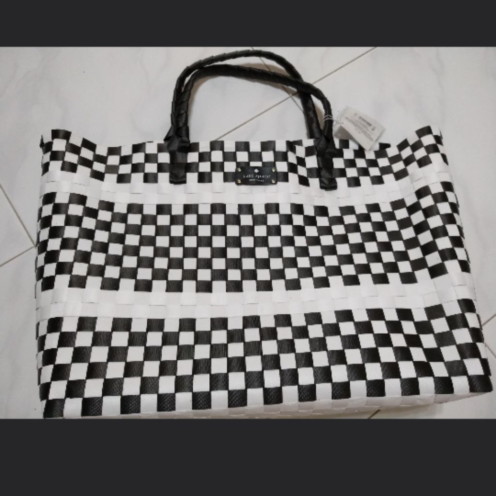 kate spade beach bag black and white