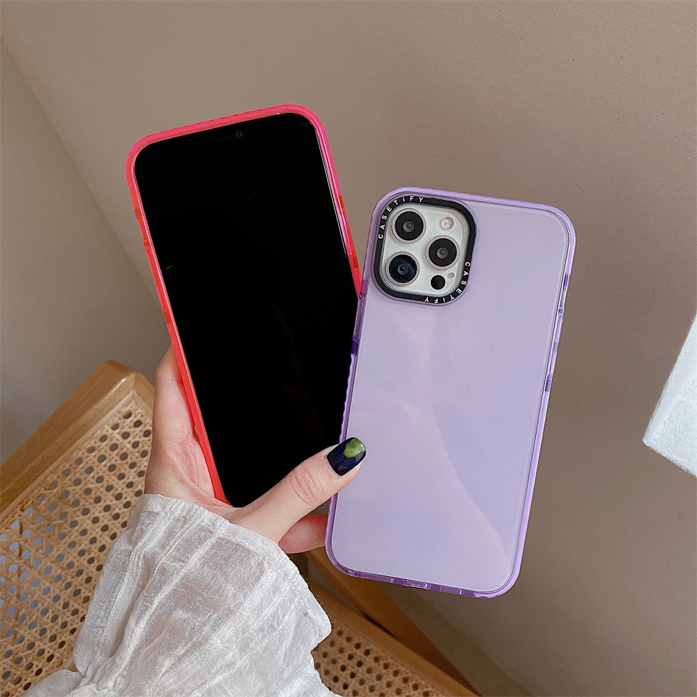Casetify TPU Clear Fluorescence Color Shockproof Fashion Brand Case for Iphone 13 Pro Max 12 11 14 14ProMax 12 13 mini X Xr Xs 7 8 Plus SE2020 Soft  Silicone Casing