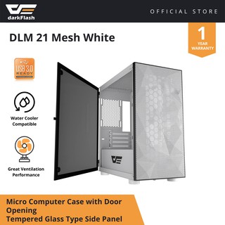 DARKFLASH  DLM21 MESH microATX Computer Case | Black/White/Pink | Tempered Glass Side Panel & Mesh Front Panel