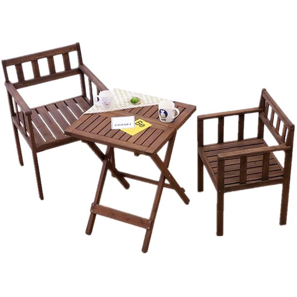 Bistro Set Garden Backyard Splicing Wooden Frames Metal Screws Reinforced Foldable Design Outdoor Patio Furniture Brown Shopee Singapore