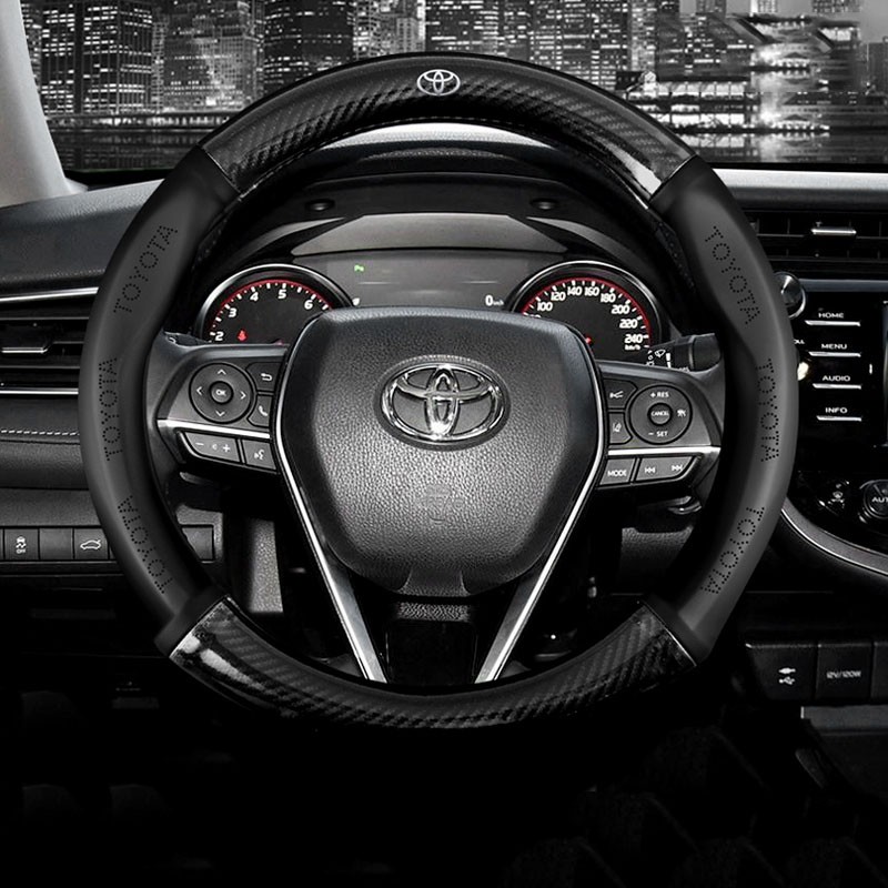 All Model Toyota Leather Carbon Fiber Car Steering Wheel Cover For