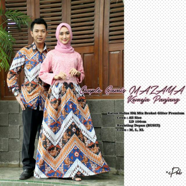 COUPLE GAMIS BATIK  MAZAMA BROKAT BRUKAT LENGTH BATIK  