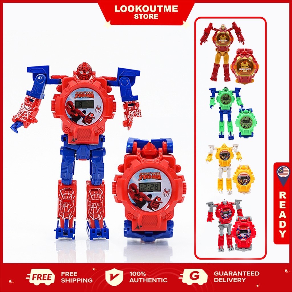 Kids Watch Cartoon Avengers Spiderman Iron Man Hulk Ultraman Bumblebee Transformer Watches Jam Tangan Kanak Kanak Lelak Shopee Singapore