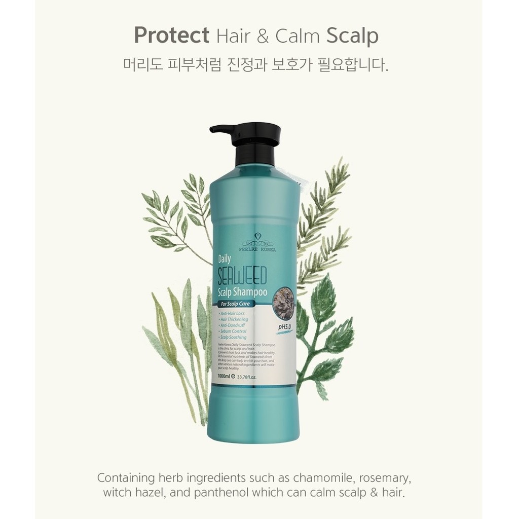 100 Authentic 1,000ml Feelre Korea Daily Seaweed Scalp Shampoo