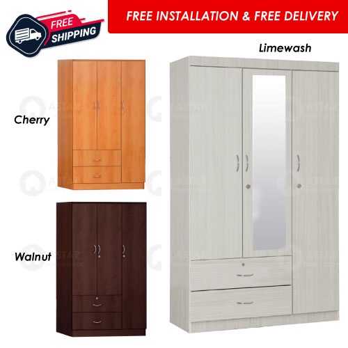 [Furniture Amart] 3 Door Solid Plywood Wardrobe Soft Close Door