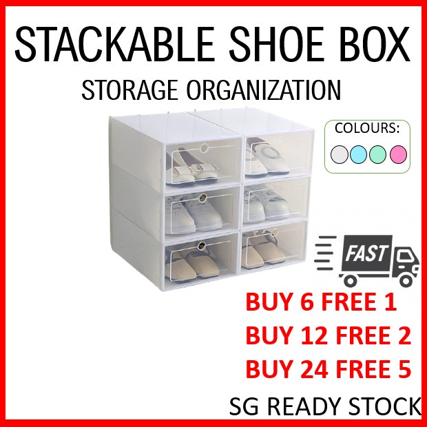 2free Stackable Shoe Box, Clear Shoe Box Storage Containers Singapore