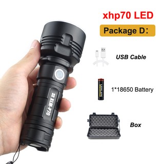XHP70 LED Flashlight USB Rechargeable 4Mode Torch Searchlight 990000LM Portable 