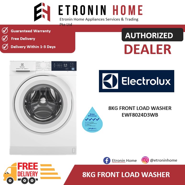 Electrolux 8kg Front Load Washer EWF8024D3WB Shopee Singapore