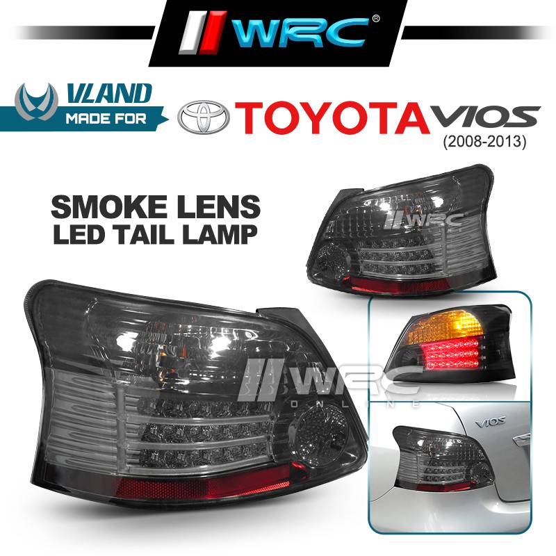 Vland Toyota Vios 2008 2013 Led Tail Lamp With Tube Smoke Lens Shopee Singapore