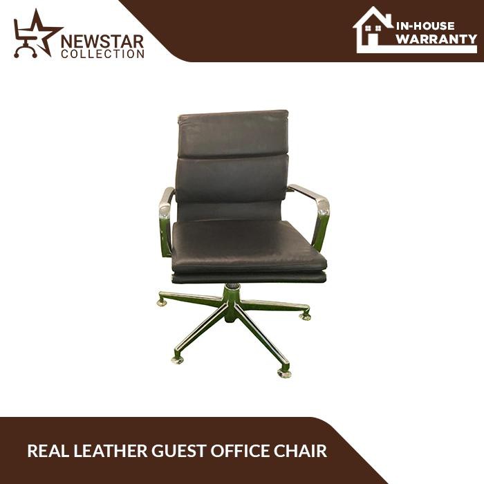 Real Leather Guest Office Chair, Leather Guest Chair