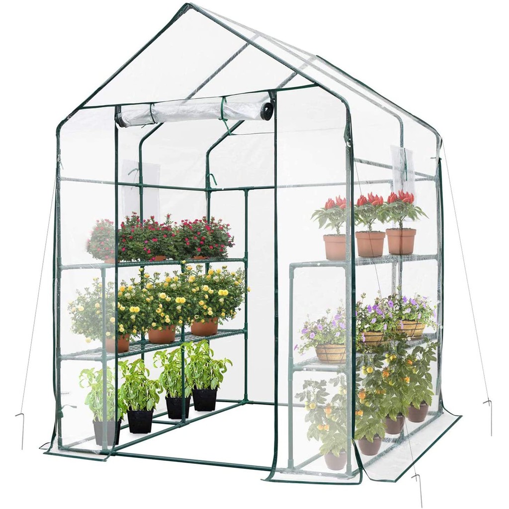 Litgrow 143 x 143 x 195 cm Walk in Garden PVC Greenhouse with Metal