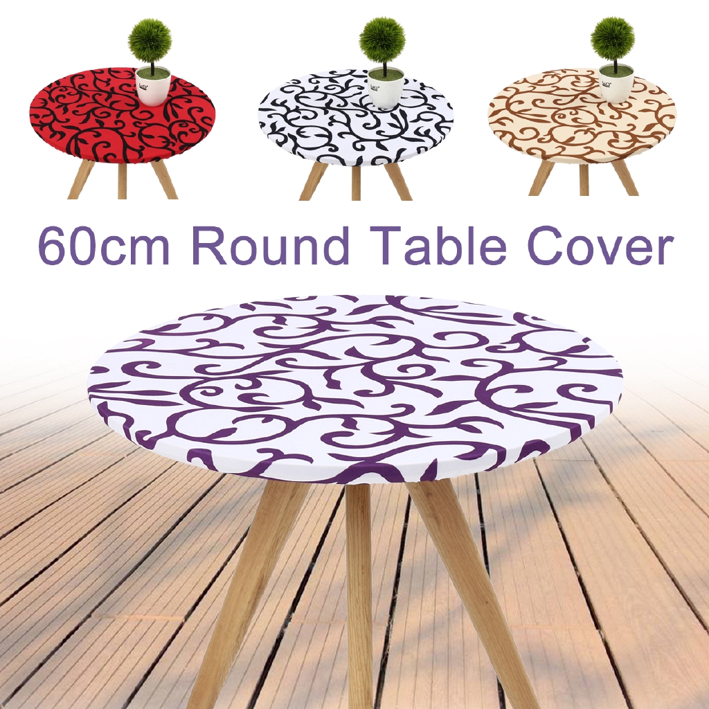 Wipe Clean Tablecloth Fitted Elastic Edged Table Cover 60cm Round