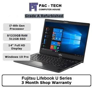 [Grade A Refurbish] Less then 1KG Ultrabook Fujitsu Lifebook | i7-8th | 8GB | 512GB SSD|Windows 10 Pro|3 Month Warranty
