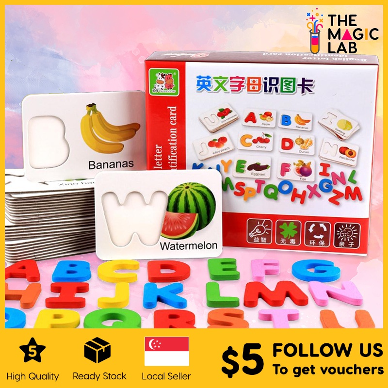 Montessori 26 Letter Flashcards Learning Alphabet Education Flash Cards SG 