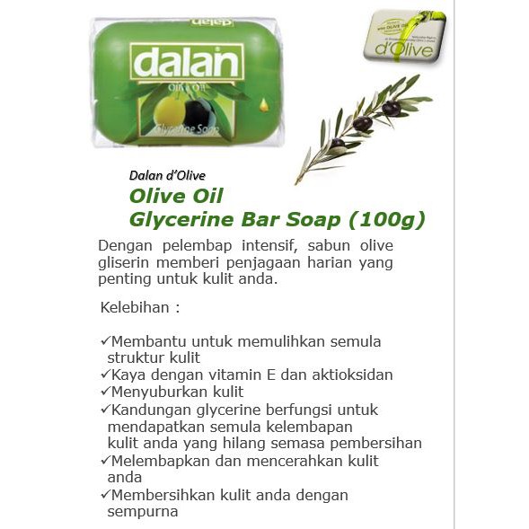 Glycerin Soap 100g Dalan D Olive Shopee Singapore