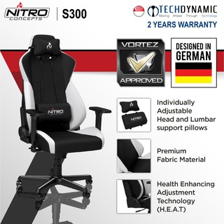 Nitro Concepts S300 Fabric Gaming Chair Black Black Red Black White Available In 3 Colors Shopee Singapore