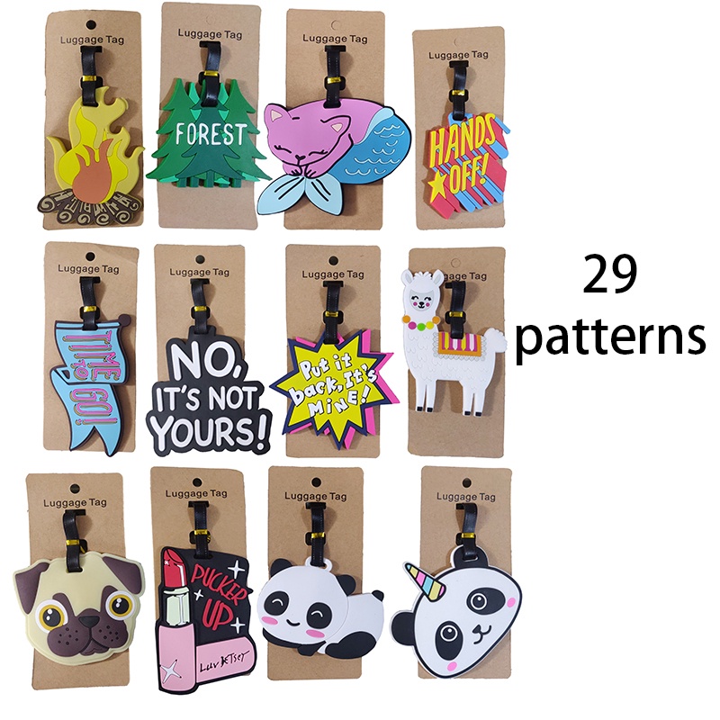 29 Designs Luggage Tags Travel Accessories Silica Gel Suitcase ID Address Holder Creative Baggage Boarding Tag