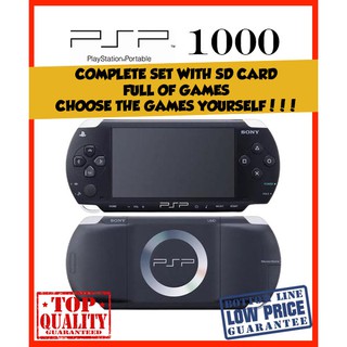 SONY PSP 1000 + 32/64/128GB SD CARD (FULL GAMES)+ CHARGER + BATTERY + POUCH BAG+CRYSTAL CASE + SCREEN PROTECTOR