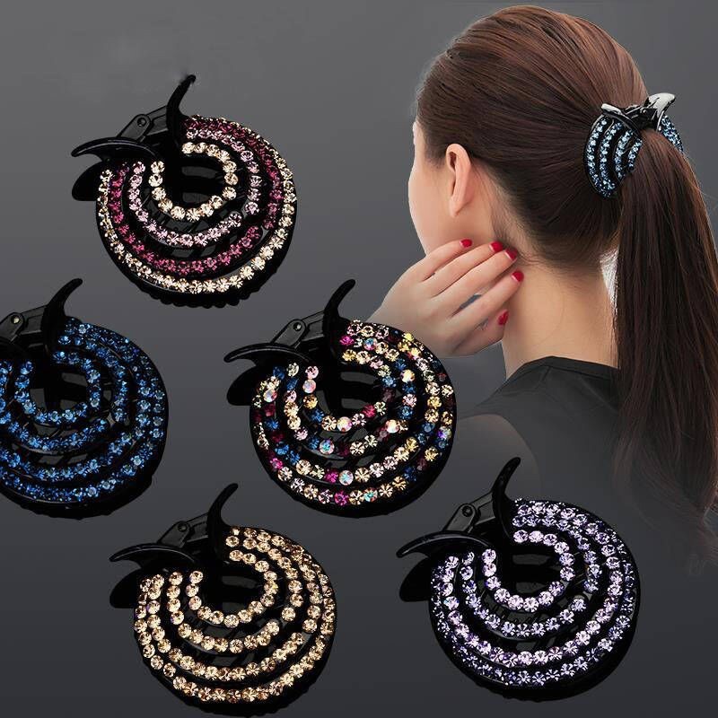 Fashion Ladies Hair Clips Pins Nest Crystal Hairpin Ponytail Hair