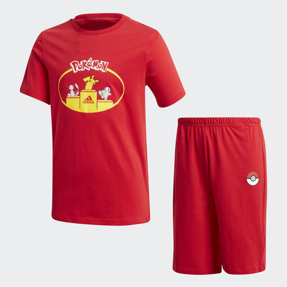 boys red adidas shorts