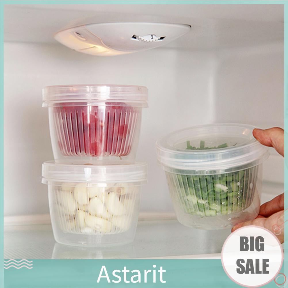 [Astarit]Food Storage Containers,Round Drain Sealed Crisper Ginger