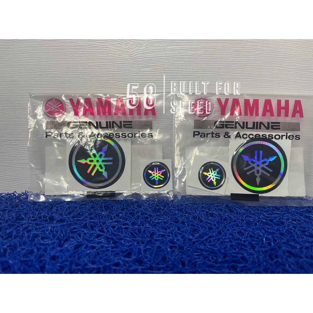 Yamaha logo sticker embossed 3m back glue**2small/2big** set Titanium (LC135 MX KING / excited 150 / Sniper  / Y15)