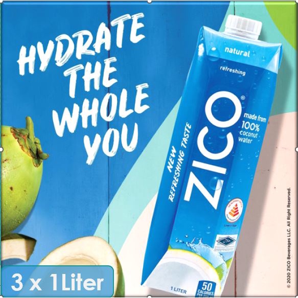 Zico 100 Premium Coconut Water 1L x 3packs Healthy Choice Shopee